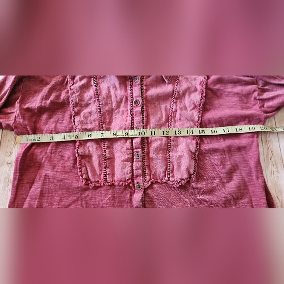 Anthropologie Pilcro Red Wine Frayed Tunic Button Down Shirt Women's M - Picture 5 of 6